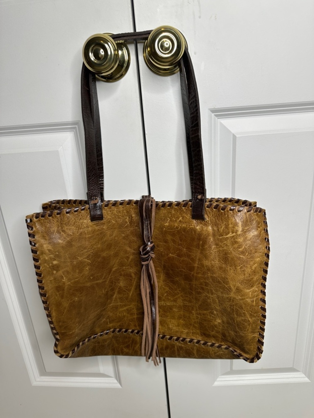 Carla Mancini Carmel Distressed  Leather Tote Hangbag